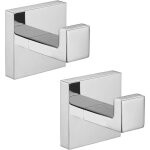 Pat�re salle de bain inox lot de 2 crochets carr�s pour serviettes et v�tements fixation porte et armoire ...