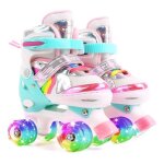 Patins à roulettes quad - roller fille - enfant rollers - taille réglable - roues lumineuses led - rose ... Patins à roulettes quad - roller fille - enfant rollers - taille réglable - roues lumineuses led - rose ...