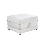 Paula - banquette carre convertible en tissu blanc cru