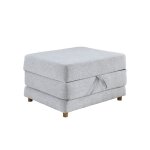 Paula - banquette carre convertible en tissu gris clair