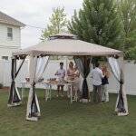 Pavillon de jardin - 3x3 m - tonnelle impermable toiles moustiquaires amovibles anti - uv