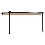 Pavillon de jardin moderne - vidaxl - 400x300x200 cm - taupe - polyester - auvent r�tractable - structure ...