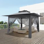 Pavillon de jardin pliante 3. 65x3. 65m tonnelle barnum imperméable toiles moustiquaires amovibles anti ... Pavillon de jardin pliante 3. 65x3. 65m tonnelle barnum imperméable toiles moustiquaires amovibles anti ...