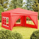 Pavillon de jardin - ruigou - tente de r�ception pliable - avec parois rouge 3x3 m - anti - uv / anti ...
