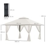Pavillon pliant 4x4 m avec 4 rideaux en filet r�glable en hauteur protection uv double toit sac de transport ...