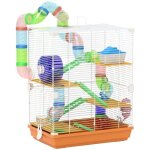 Pawhut - cage pour hamster - métal - 46x30x58cm - orange Pawhut - cage pour hamster - métal - 46x30x58cm - orange