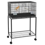 Pawhut cage  oiseaux 77x46x119 cm cage  oiseaux en mtal perchoirs mangeoires pour perruches canaris ...