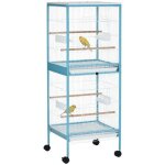 Grande cage � oiseaux sur pied - voli�re - mangeoires perchoirs plateau amovible - acier - 515 x 50 x ...