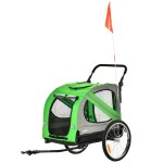 Pawhut remorque pour chien 2 en 1 chariot de transport pour animaux de compagnie 6 r�flecteurs charge ...