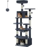 Pawz road grand arbre  chat gant 164 cm poteau griffoir sisal panier et maison super large pour chats ...