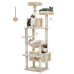 Pawz road grand arbre  chat gant 184 cm poteau griffoir sisal panier et maison super large pour chats ...