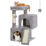 Pawz road petit arbre a chat avec 2 condos douillets perchoir moelleux poteaux en sisal & pompons suspendus ...