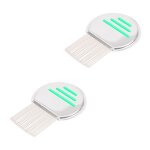 Peigne  poux - non spcifi - 2 pices - acier inoxydable - ergonomique - couleur verte