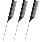 Peigne � queue en 3 pi�ces peigne de coiffage en fibre de carbone peigne � queue de rat antistatique ...