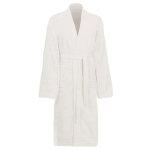 Peignoir de bain en coton - vidaxl - blanc - taille l - extra doux - ceinture ajustable - usage int�rieur ...