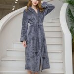 Peignoir de bain femme col ch�le flanelle - peignoir polaire chaud epaisse couleur unie - automne hiver ...