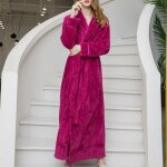 Peignoir de bain femme col chle flanelle - peignoir polaire chaud epaisse couleur unie - automne hiver ...