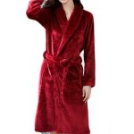 Peignoir de bain femme - keeper - flanelle longue - doux et confortable - rouge