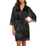 Peignoir de bainpeignoir femmepeignoir satin soie femme oblique col v court kimono robe de demoiselle ...