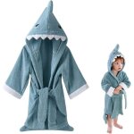 Peignoir à capuche pour bébé et enfant serviette de bain à capuche taille unique motif requin bleu Peignoir à capuche pour bébé et enfant serviette de bain à capuche taille unique motif requin bleu
