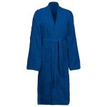 Peignoir en coton - vidaxl - bleu - 3xl - capuche - ceinture ajustable - tr�s doux - usage int�rieur