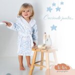 Peignoir enfant - ti - tin - bleu ciel - doux et absorbant - 5 � 6 ans - motif �toiles