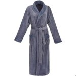 Peignoir en flanelle �paissie pour hommes - gris - v�tements de maison longs