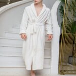 Peignoir homme eponge avec capuche coton velours chaud - robe de chambre homme peignoir de bain homme ...