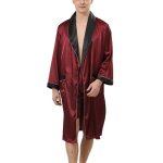 Peignoir en satin pour homme ensemble peignoir l�ger en soie � manches longues et short kimono de spa ...