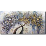 Peint � la main abstrait moderne fleurs effet 3d peinture sur toile 50x100cm sans cadre
