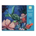 Kit peinture 3d - djeco - abysses - 4 tableaux - 8 peintures perl�es - pinceau inclus