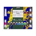 Peinture acrylique - haut viscosit� - coffret 40 tubes 20ml + 1 pinceau - p�b�o studio