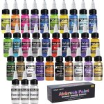 Peinture � la�rographe - 30 couleurs et 3 diluants pour peinture a�rographepeintures � brosses � air ...