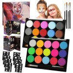 Peinture corporelle fluorescente 15 couleurs - palette maquillage uv et tatouage � lhuile - id�al halloween ...