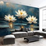 Peinture � lhuile fleurs papier peint panoramique �tang lotus 3d tissu de soie murale 400x280cm tapisserie ...