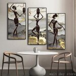 Peinture sur toile de femme noire africaine affiche dart ethnique pour salon dcoration murale 40x80cmx3 ...