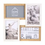 P�le - m�le 4 cadres photo effet bois naturel et blanc