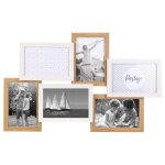 Ple - mle 6 cadres photo effet bois naturel et blanc - batyia