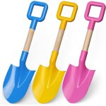 Pelles de plage pour enfants - pack 3 pelles 40 cm - manche en bois - pelle abs durable - multicolore ...