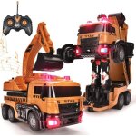 Pelleteuse t�l�command�e transformable enfants fivefine v�hicule radiocommand� jouet voiture rotations ...