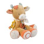 Peluche d'activit - nattou - vache mila - 45 cm - hochet intgr - anneau de dentition - miroir