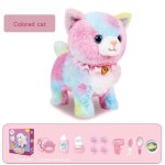 Peluche chat multicolore avec accessoires de soin complets pour enfant 3 ans + peluche douce collier ...