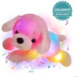 Peluche chien lumineux led 32 cm ? veilleuse musicale enfant ? cadeau anniversaire / nol
