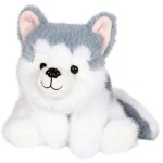 Peluche floppy choopy husky - gipsy toys - 22 cm - gris / blanc