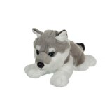 Peluche - peluche loup allong gris & blanc - 25 cm