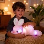 Peluche lapin 35 cm avec veilleuse led - peluche lumineuse en coton pp - cadeau id�al pour gar�ons et ...