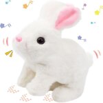 Peluche lapin Électrique interactif ! lapin sautillant avec sons - 15 cm - blanc et rose Peluche lapin Électrique interactif ! lapin sautillant avec sons - 15 cm - blanc et rose