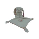 Peluche lapin avec mouchoir blanc fleurs ? pommette ? neuf