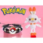 Peluche pokmon flambino 30cm + bracelet pokball offert