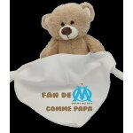 Peluche - om - ours - personnalisable - bandana - attache sucette blanc 21 cm